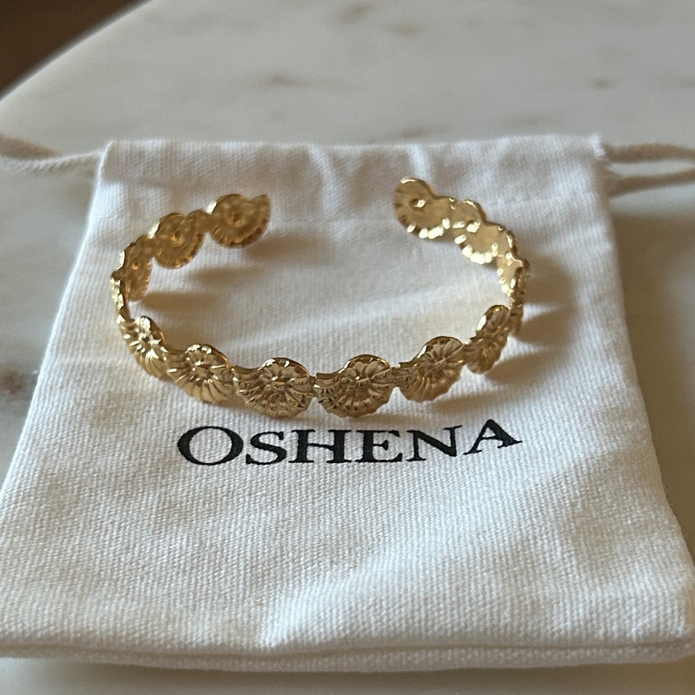 Oshena designer beachwear shell Gold cuff Bracelet NEW release‎